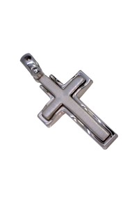 9ct Brushed and Polished White Gold Italian Made Cross